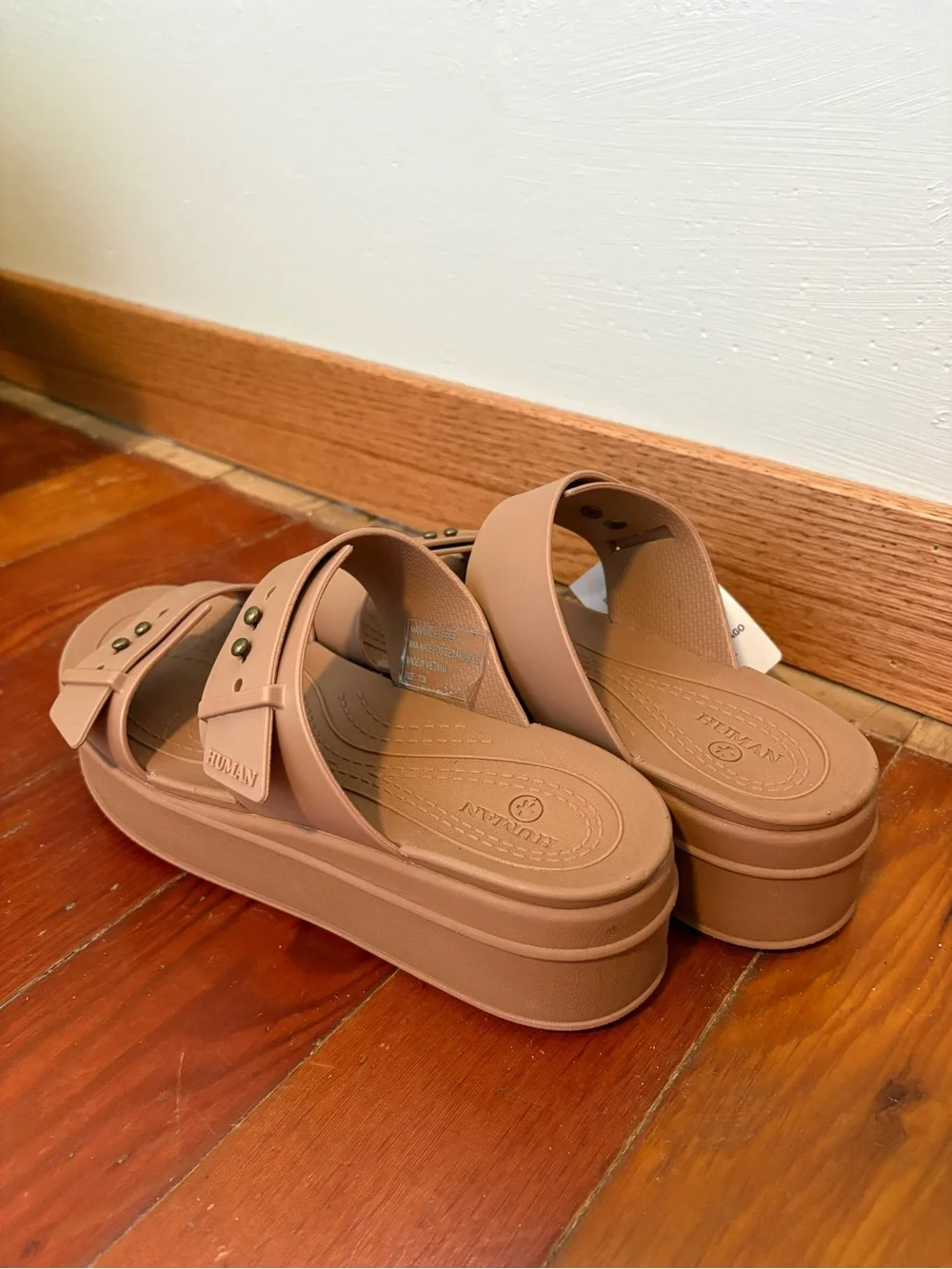 I Am Human Nude/Tan Double Strap Platform Sandals